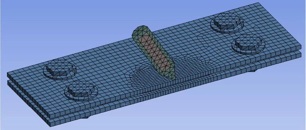 Meshed FEA model from the SLETEC oblique impact report