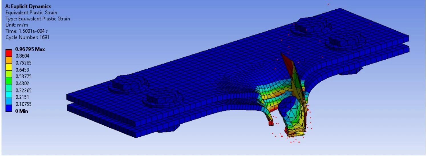 Equivalent plastic strain from the SLETEC oblique impact report