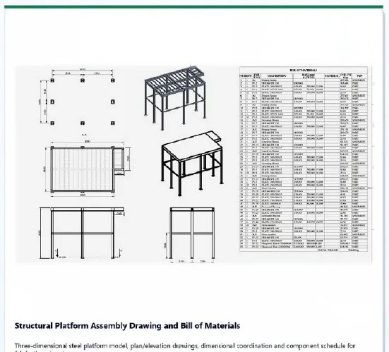 Structural platform assembly drawing with bill of materials