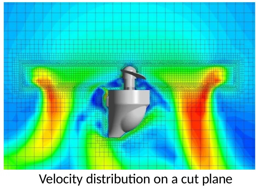 CFD - UAV Propeller Thrust & Optimisation: velocity distribution on a cut plane