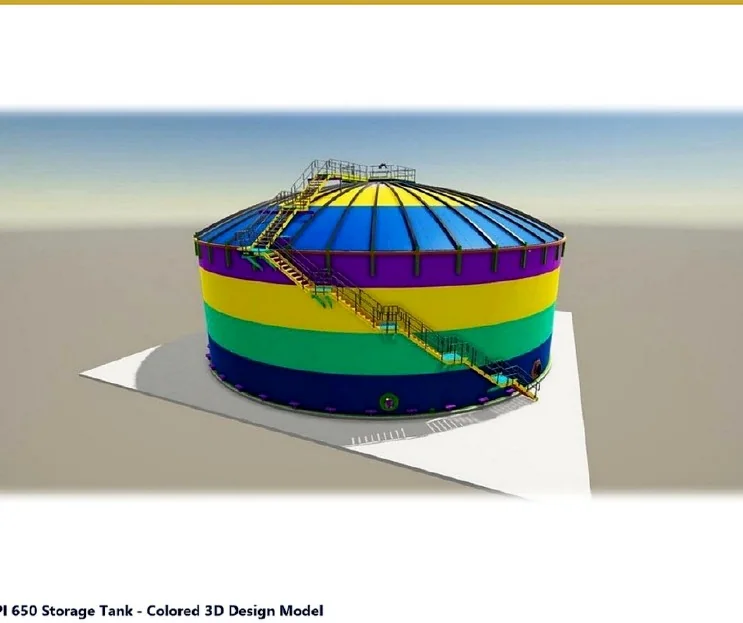 API 650 storage tank 3D model with dome roof, stairway and top platform