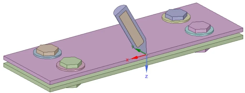 3D geometry of bolted armor plates and an oblique projectile